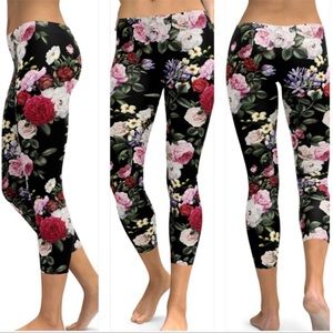 Gear Bunch Colorful Roses Capris Leggings Size Medium